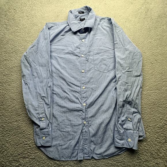 J Crew Thompson Button Up Dress Shirt Mens XL Long Sleeve Blue White Striped - Picture 1 of 9